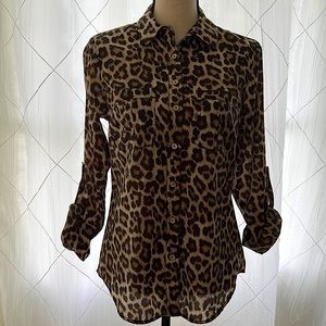 MICHAEL Michael Kors Leopard Print Button up Blouse Size 4 (s)